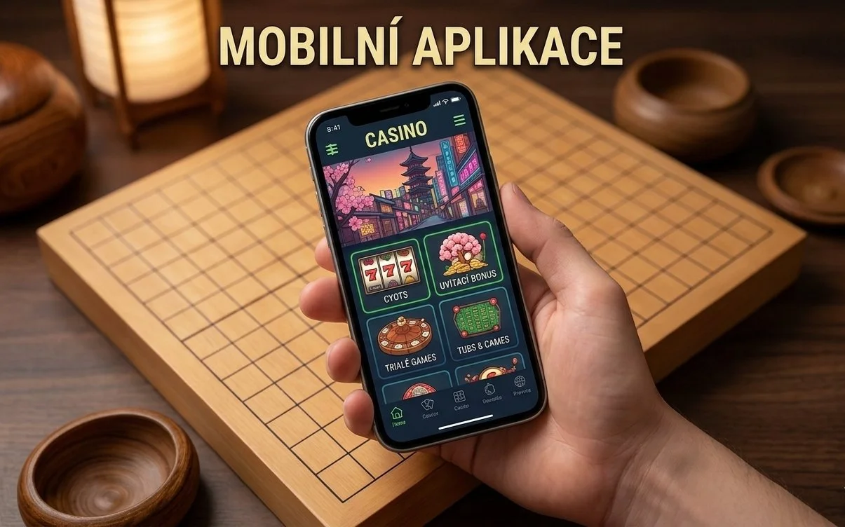 Tokyo Casino aplikace pro mobil — hlavní obrazovka s automaty a bonusy v mobilním rozhraní