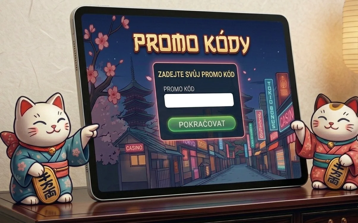 Sekce promo kódy v Tokyo kasinu — pole pro zadání kódu v hráčském účtu